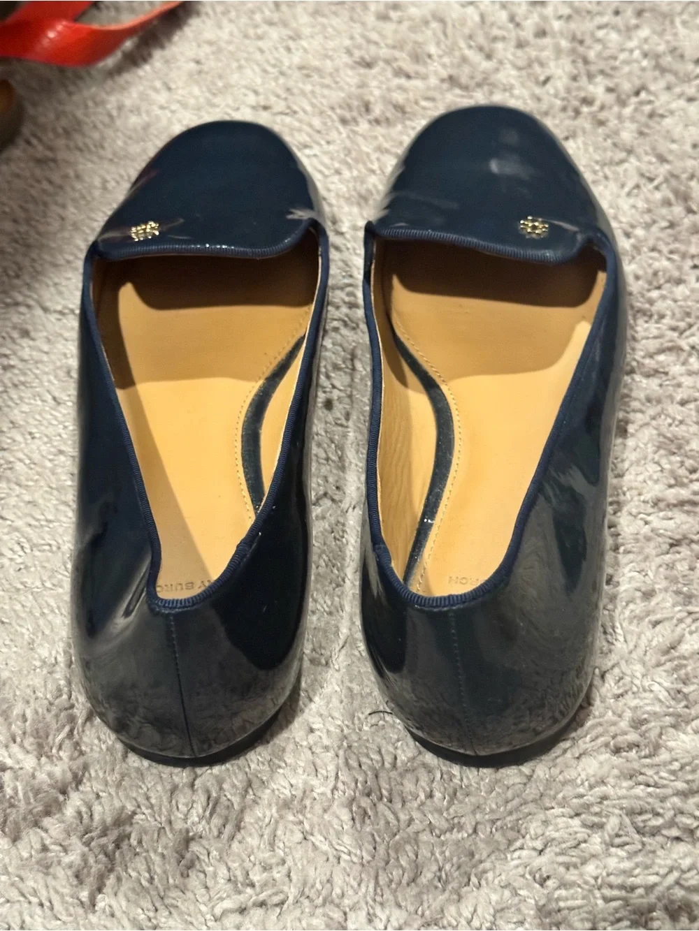 Tory Burch Navy Patent Leather Slip-On Loafers